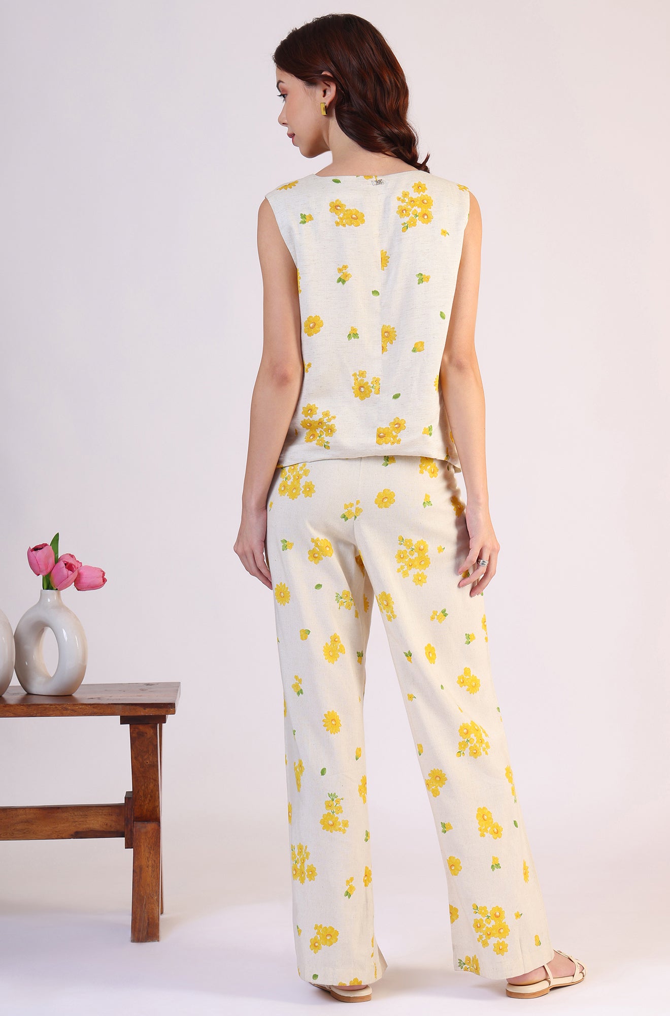 Floral Printed Rayon Top & Parallel Pant Co-Ord Set - Image 5